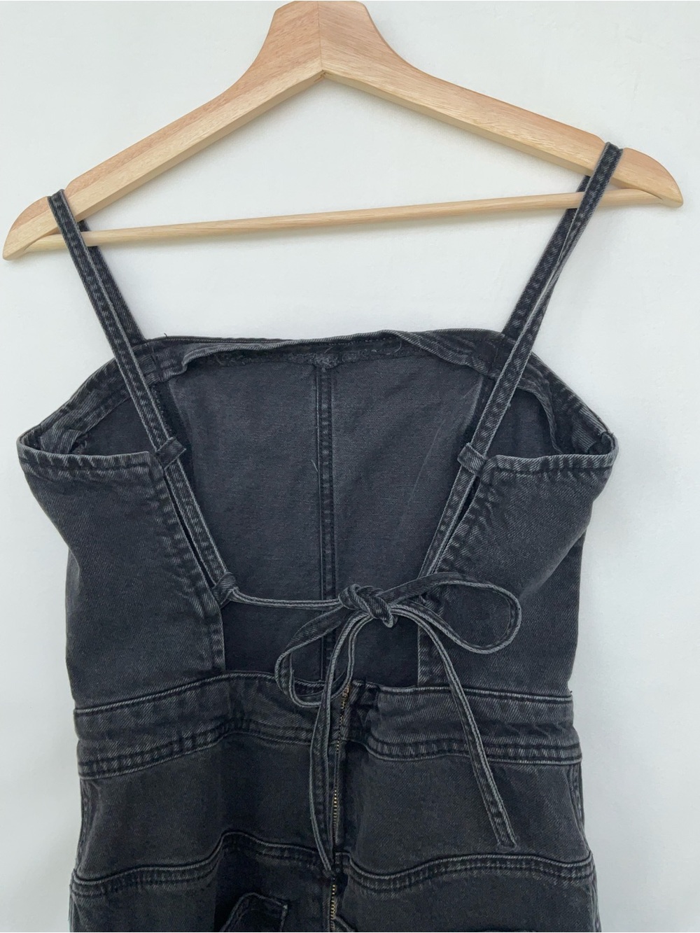 H&M Black Denim Maxi Open back Dress with Spaghetti Straps - Picture 5 of 9